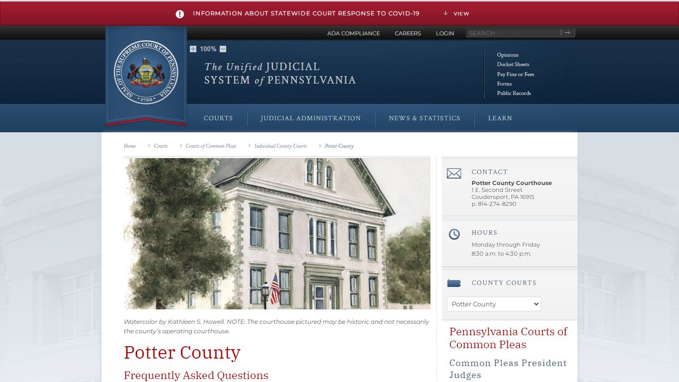 Potter County | Individual County Courts | Courts of Common Pleas ...